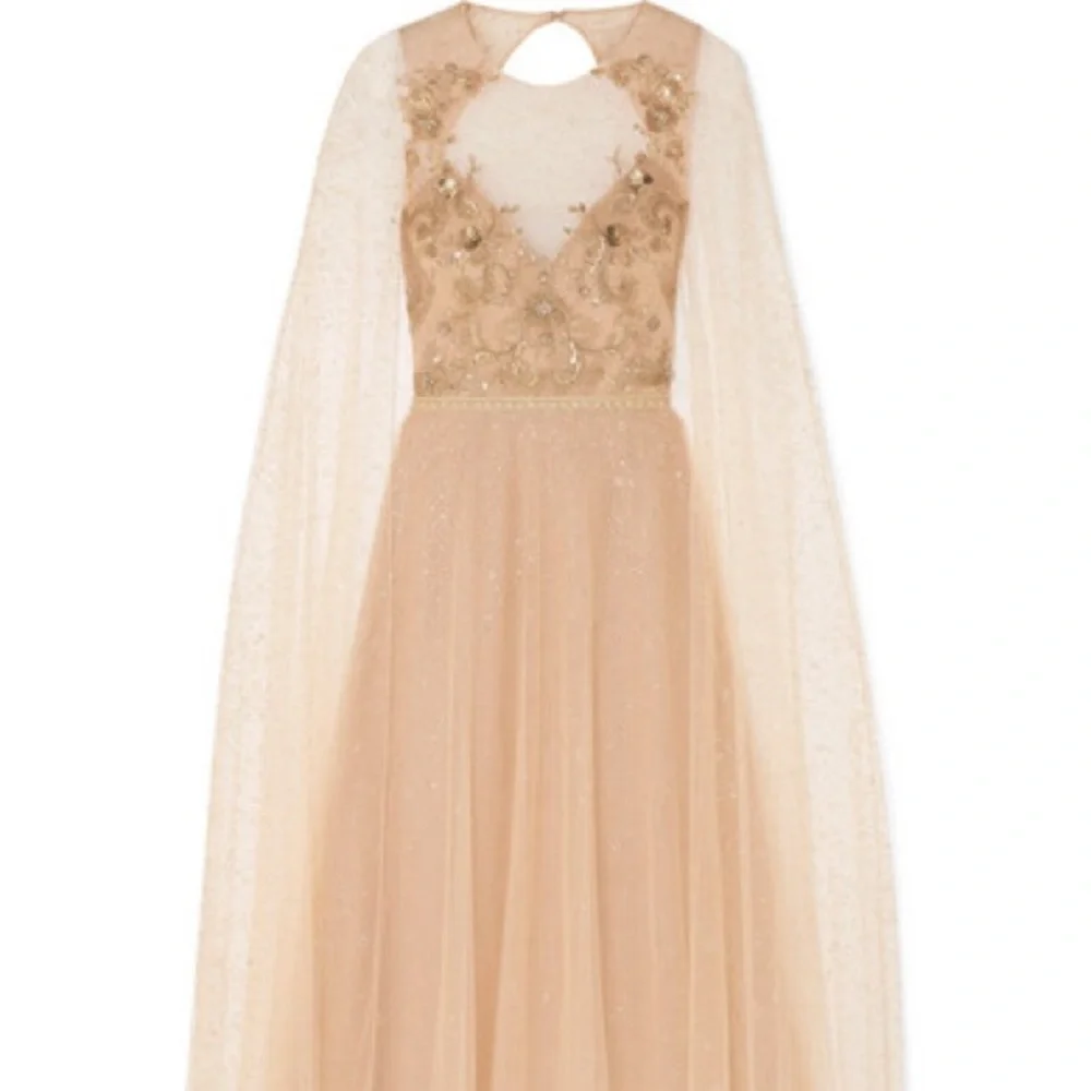 Marchesa Notte Embellished Glittered Tulle Gown-Blush Sz 16 - Picture 2 of 9